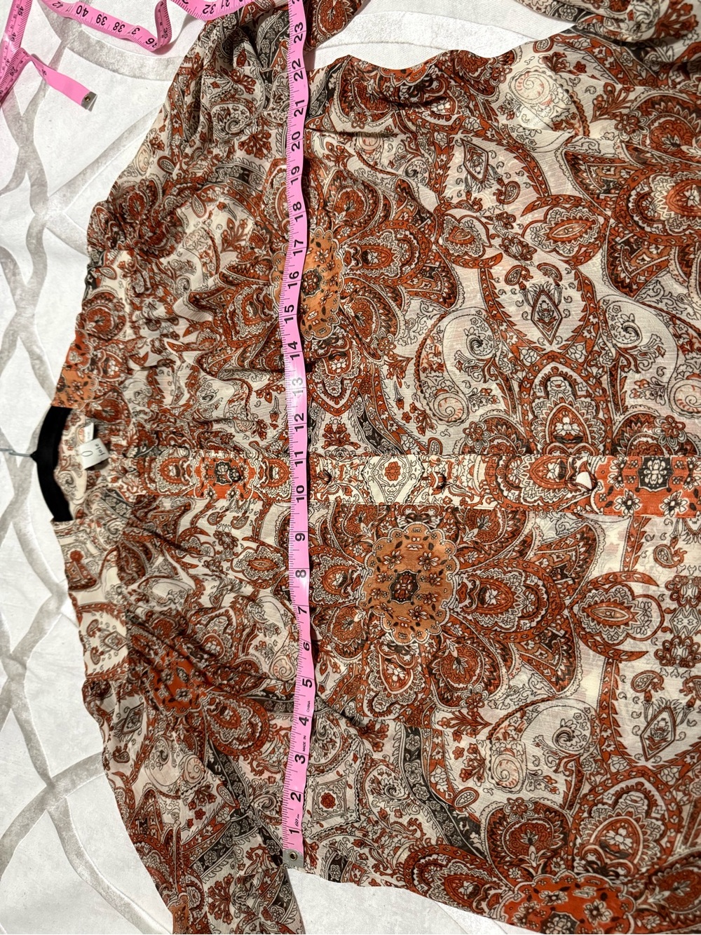 Joie Rust and Cream Paisley Button-Up Blouse - S - Picture 13 of 14